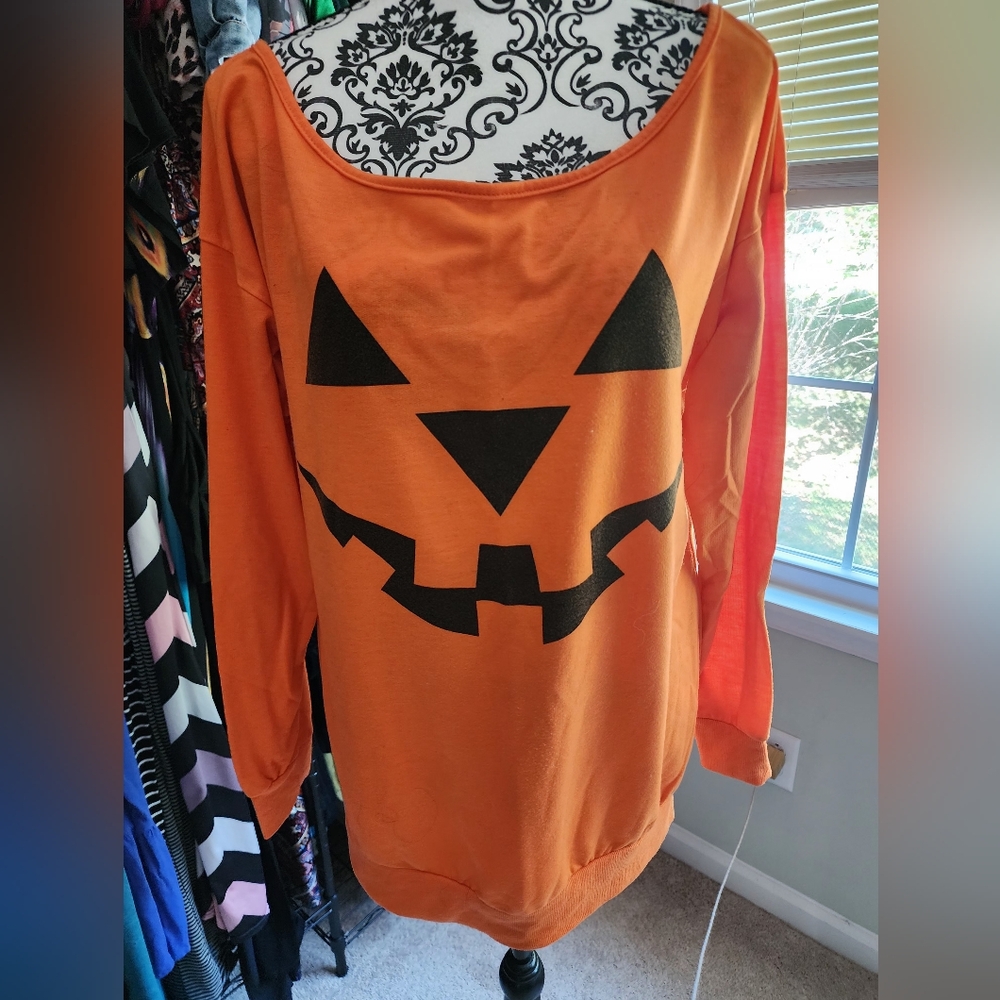 Pumpkin off the shoulder shirt - Picture 2 of 4